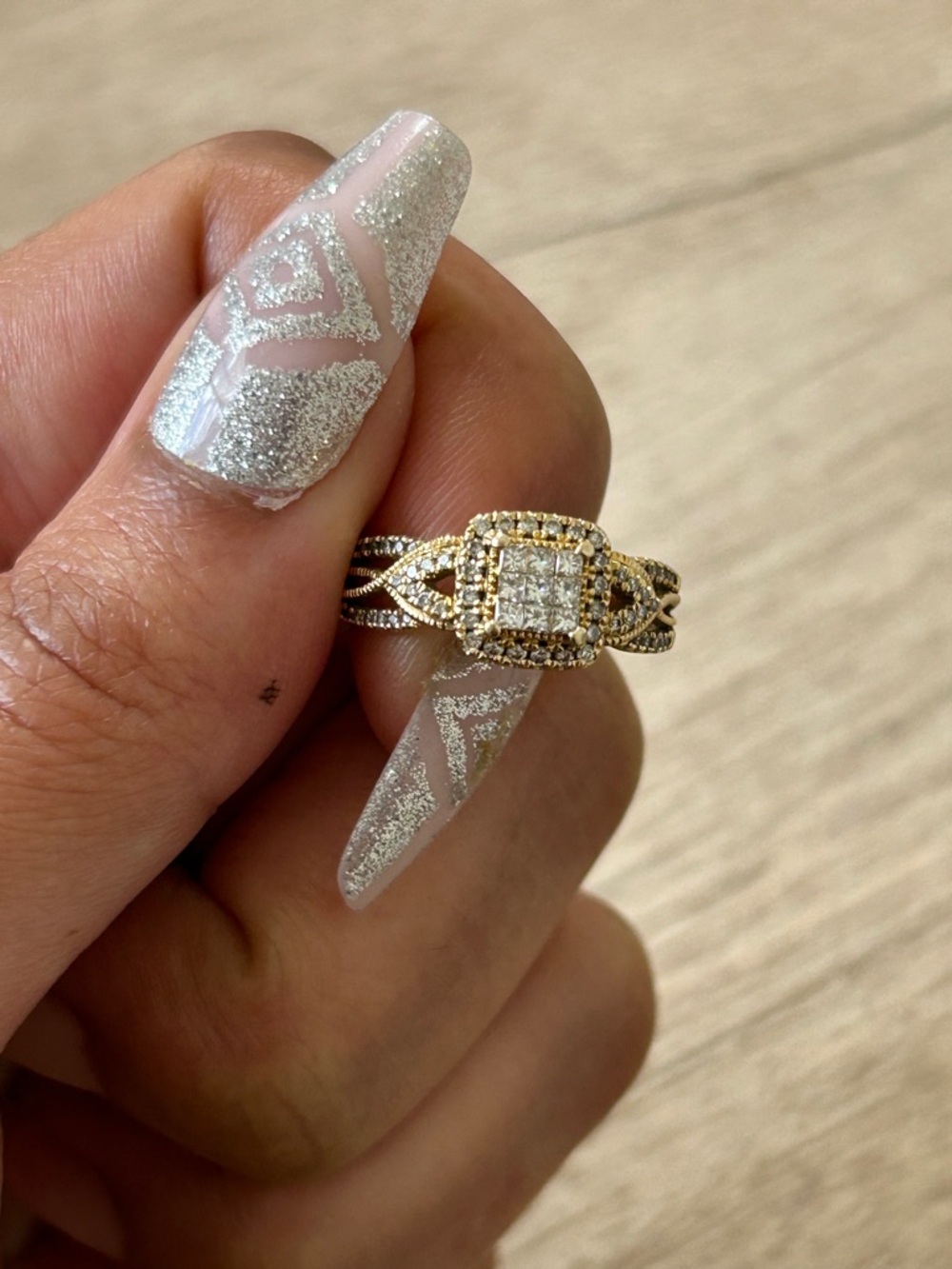 Gold and Diamond Halo Ring - Women's Elegant Cocktail Band